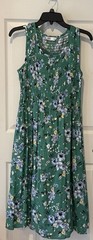 Croft & Barrow Floral Smocked Maxi Dress Green Sleeveless Pockets S