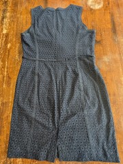 Talbots Sleeveless Dress Womens 14 Navy Blue 100% Cotton Casual Business Party