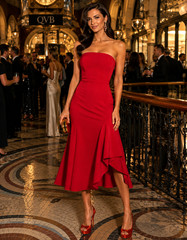 Atmos & Here Red Strapless Fitted Evening Gown AU 12 Formal Dress