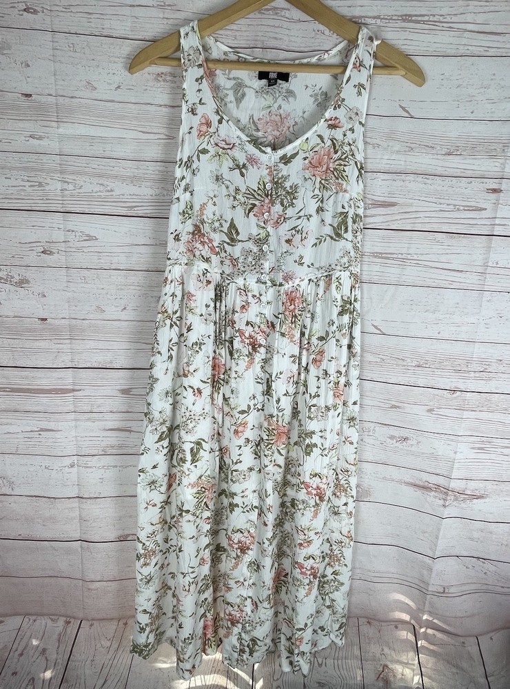 Frye White Folk Garden Easy Button Front Dress Size XS Cottage Whimsy Fairy