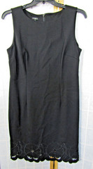 Talbots Black Embroidered Cut Out Hem Sleeveless Rayon/Nylon Dress Women&rsquo;s 14P