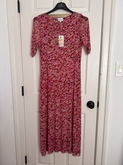 Johnny Was Jade Mina Pink Mesh Midi dress Medium NWT(double Mesh for lining)
