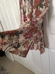 Angie Womens Boho Sundress Size L, Cream With Dark Pink And Orange