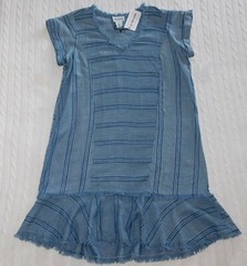 FOR THE REPUBLIC ― L Large ― Tencel “Linen” Blue Striped Dress Swim Cover-Up NWT