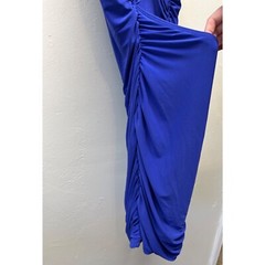 VTG DEB Mini Club Dress Ruched Caged Back Sleeveless Large Blue Bodycon Y2K