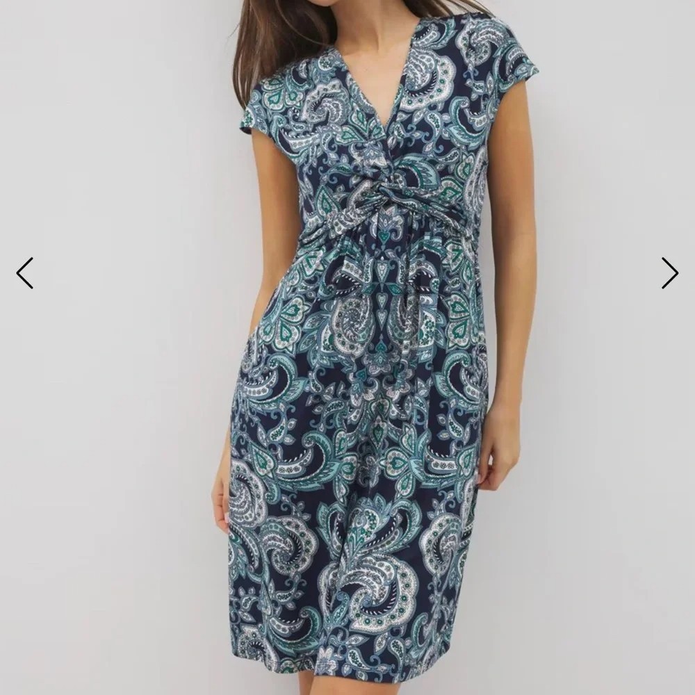Soma Soft Jersey Twist Bra Dress, XL – XXL, Blue Paisley