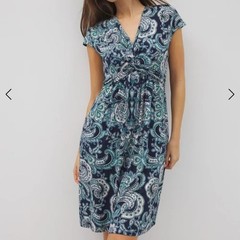 Soma Soft Jersey Twist Bra Dress, XL – XXL, Blue Paisley