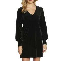 1 State V-Neck Bishop Sleeve Velvet Cocktail Dress XS