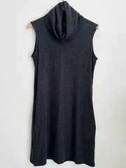 Gershon BRAM women grey turtleneck sleeveless stretch dress Lagenlook M