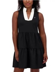 NWT Nautica Jeans Women&rsquo;s Tiered Dress Black Size Large