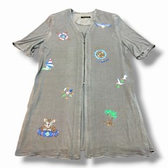 Italiya GK Embroidered Zip Cardigan Tunic Cat Marine Motif Size 11 Japan
