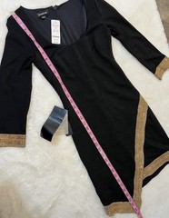 Bebe NWT Black & Gold Embellished Asymmetric Bodycon Dress Deadstock Size XS