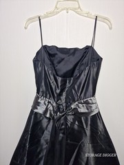 Lazaro Midi Dress Womens 10 Black Ribbon Belt Square Neck Spaghetti Straps Party