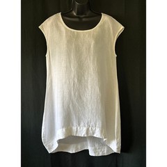 Bryn Walker USA Linen Lagenlook Tunic Top Dress S Crisp White Minimalist Coastal
