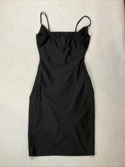 Windsor Black Stretch Ruched Bodycon Mini Dress Spaghetti Strap Cowl Size Small