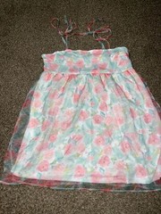 Pink Lily Floral Print Organza Tie-Strap Mini Dress