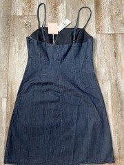 Lottie Moss Pacsun Denim Thin Strap, Side Zip Dress Size XS-NWT