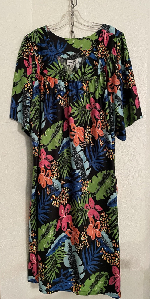 VTG Anthony Richards Mumu 5X tropical floral Lounge house dress EUC Women Plus