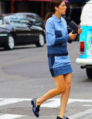Celine CÉLINE Paris Phoebe Philo Pre Fall 2011 Patchwork Denim Shirt Dress 40 FR