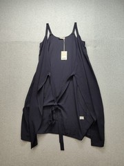 Everlane Women Maxi Dress 14 Navy Sleeveless Shift Wrap Tie Shift Summer Comfort