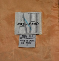 AUGUST HALE Tan Brown Green Patterned 100% Silk Sleeveless Dress 12 Lined