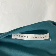 Susana Monaco Dress Small Stretch Pockets Teal Blue Scoop Neck Nylon V15