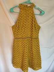 Blu Pepper Womens Gold Yellow Lace Lined Sleeveless Dress Medium 33.5” Long