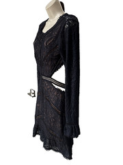 NWT For Love & Lemons Emerie Black Lace Mini Dress Cutout Open Back Size M