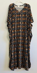 1X/2X/3X Black Brown Mid Century Modern Kaftan Knit Beach Cover Dress Nightgown