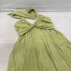 Shein Aveloria Solid Tie Backless Halter Dress Lime Green Size Small