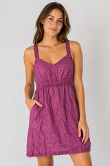 Horny Toad Lithe Sundress Dress 100% Linen Magenta Women&rsquo;s XS Summer Casual