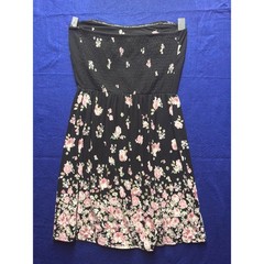 Cottagecore Juniors No Boundaries Strapless Floral Mini Dress L 11-13 Black Pink