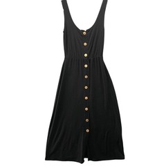Reformation Jeans Ari Jersey Button Midi Dress Size S Black Sleeveless Tank
