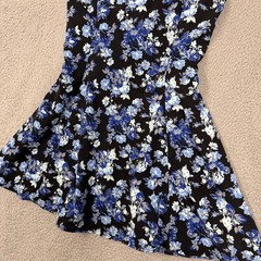 Mudd Dress Womens Juniors Medium Black Blue Floral Fit Flare Sundress Summer