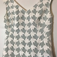 Tory Burch White Brooklyn Lace Over Seafoam Sheath Dress Floral Embroidered 10