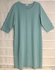 Appleseed&rsquo;s Petites Green Polyester Cotton Blend 3/4 Sleeve Pullover Dress PXL