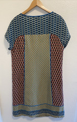 Sundance Boho Patchwork Lined Short Sleeve Shift Dress 100% Silk Size 8
