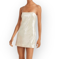 Cinq a Sept Lauri Mini Dress Women&rsquo;s Plus 14 Ivory Sequin Silk Strappy Lace Up