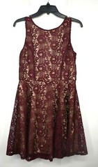 Speechless Womens All Over Lace Skater Dress Mini Zipper Closure Sleeveless L