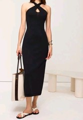 Nwt Commense Cross-over Knit Maxi Dress Size Extra Small