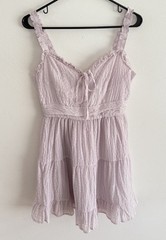 Forever 21 Lavender Tiered Mini Dress Size S Peasant Sweetheart Neckline New