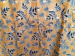 Gold Color Cotton Caftan Leaves Pattern Nighty Kaftan Dress Loungewear JP6006