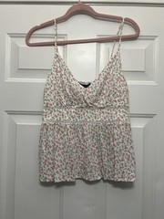 NWT Trixxi Francesca’s Large Eyelet Floral Babydoll Shirt Cami Tank Cottagecore