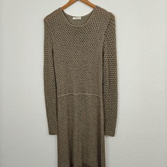Chloé by Gabriela Hearst Metallic Gold Knit Maxi Dress Circa 2021 Collection SM