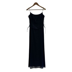 Cache Dress Shiny Iridescent Ice Blue Full Length 4 Vintage Lace Up Sides