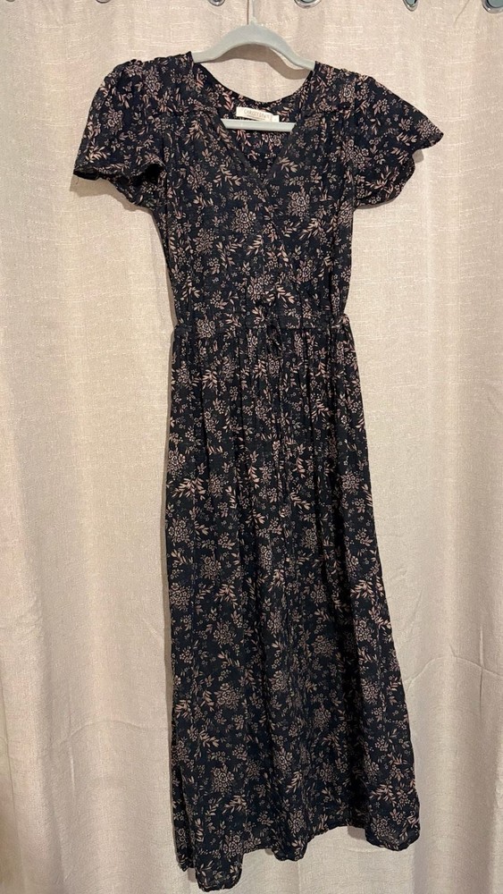 Christy Dawn Floral Print Flutter Sleeve Midi Dress