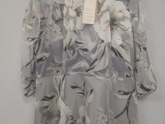 Tendency Silver Ivory Mesh Long Sleeve Dress Size L Bnwt (T5)
