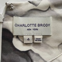 Charlotte Brody A-Line Sheath Dress Womens 4 Gray White Floral Fit & Flare Silk