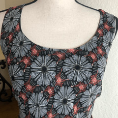 Amanda Lane Black, White and Orange Handkerchief Hem Dress