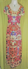 FRESH OF LA Floral Graphic Design Maxi Dress MEDIUM Stretch Fabric NWT $56